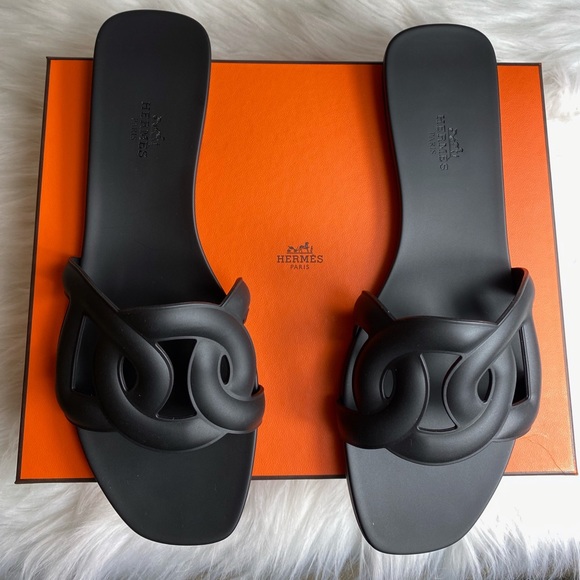 Hermes Aloha Sandals in Noir Size 40/US 10 - Picture 2 of 12